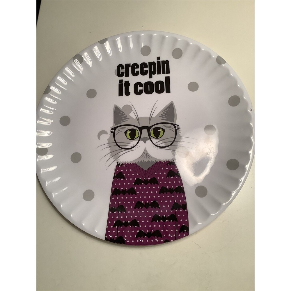 Creepin It Cool Cat Kensie Home Melamine Plates Set of 6 NEW